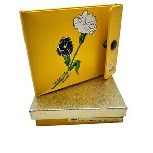 1971 Emson Vtg Yellow Address Book Snap Closure Carnation Floral Design Box Gift